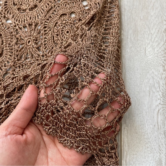 Vintage Crochet Top Brown (s/m) siNita bohemian festival swim cover up beach - Picture 5 of 6
